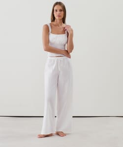 Pantalon droit effet lin;