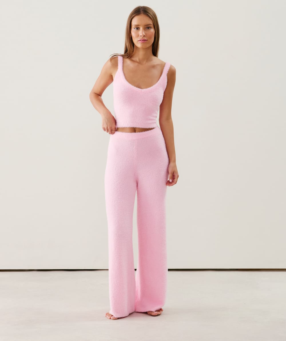 Pantalon en maille duveteuse;