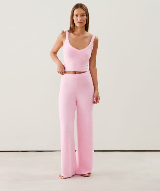 Pantalon en maille duveteuse;