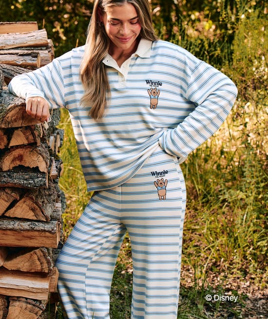 Pantalon en jersey ray&eacute; Winnie l'Ourson;