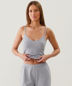Ribbed lurex tank top;