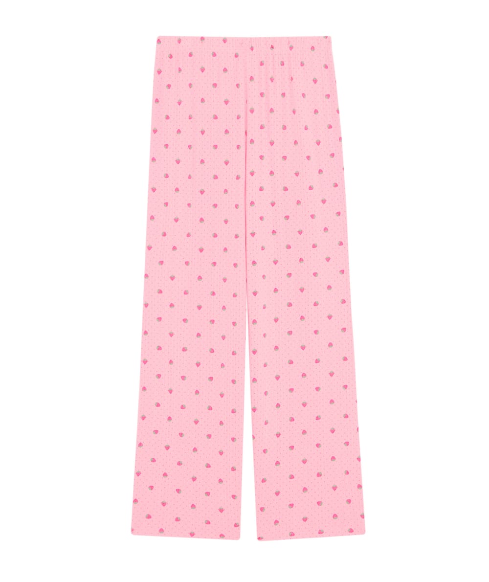 Pantalón de punto calado con motivos de fresas;