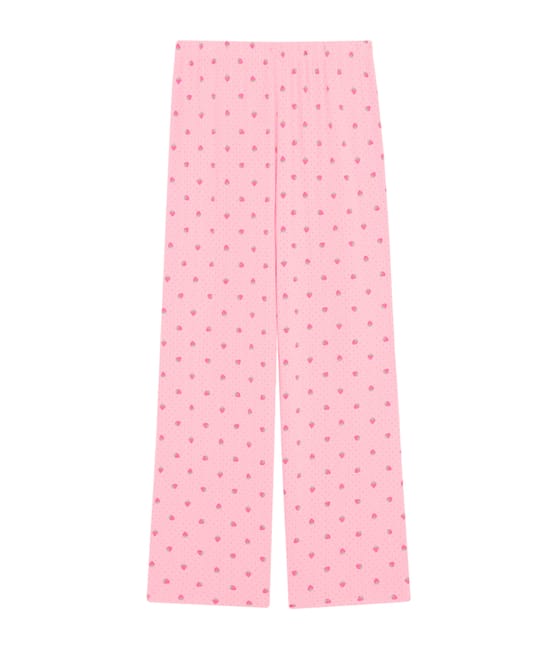 Pantalón de punto calado con motivos de fresas;