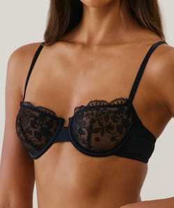 Embroidered balconette bra;