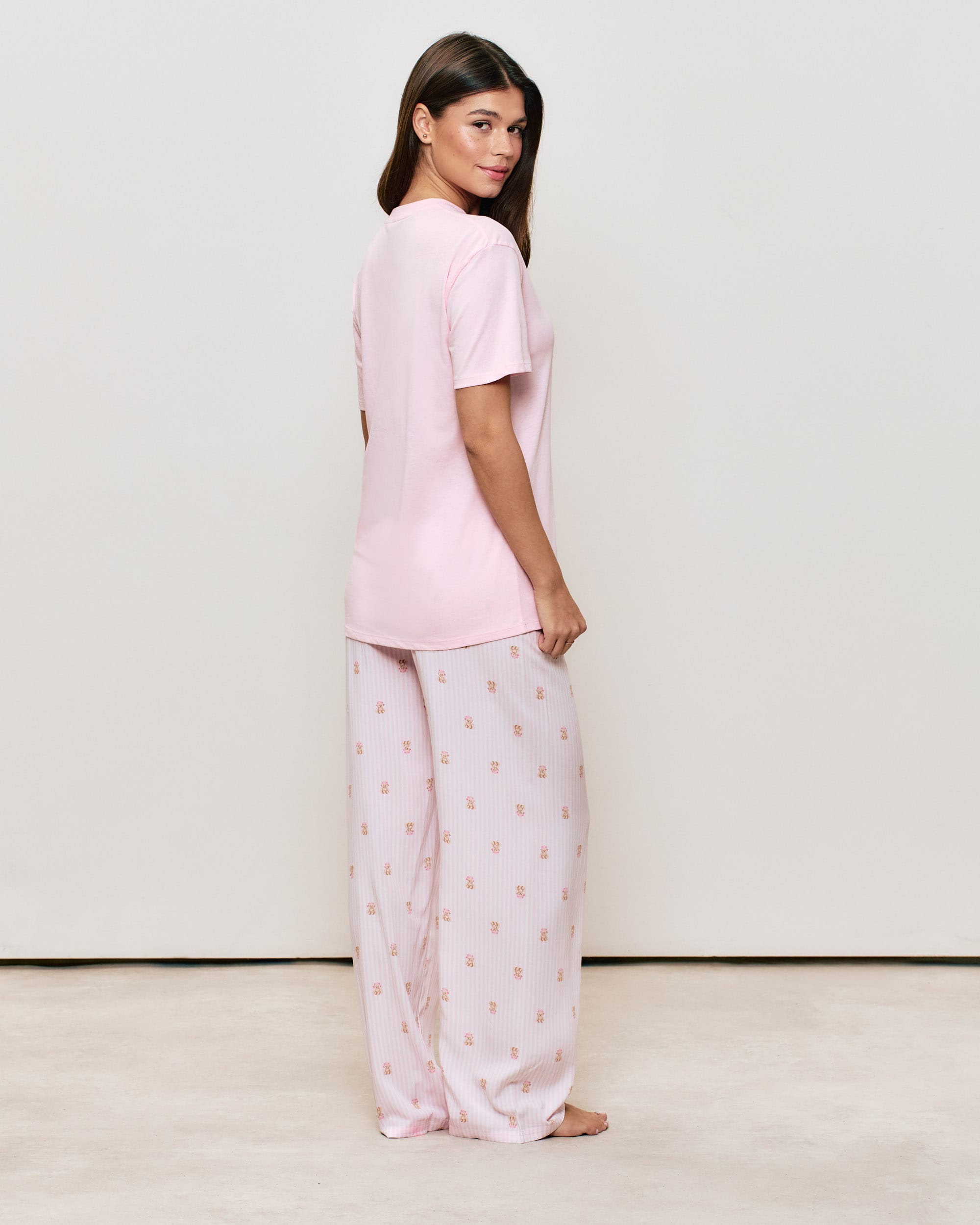 Jersey t-shirt with Lucky girl message - pink - Undiz