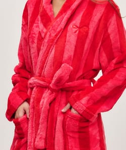 Striped dressing gown with embroidery;