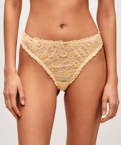 Lace string with embroidered bananas;