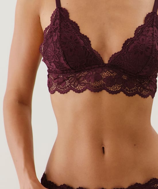 Lace triangle bra;