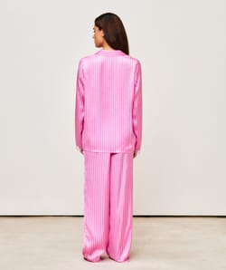 Striped satin trousers;