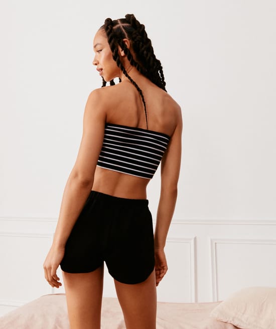 Jersey bandeau top;