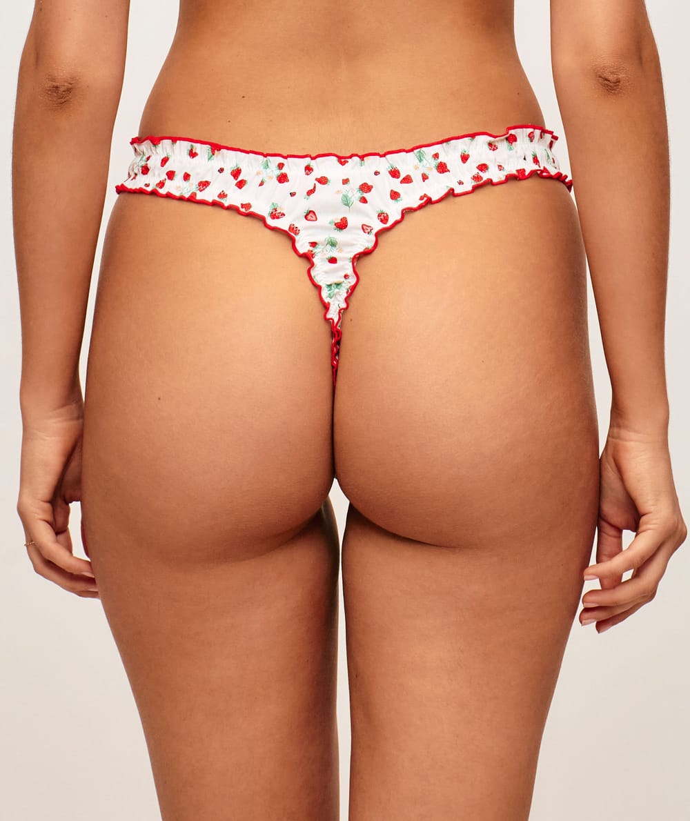 Katoenen popeline stof met aardbeienpatroon;