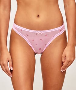 Tanga imprim&eacute; fleurs en mesh;