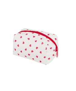 Quilted pouch with heart pattern;