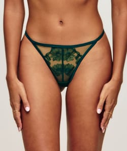 Embroidered tulle thong;