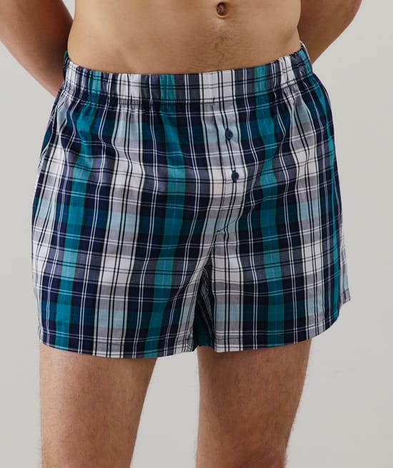 Checked boxer shorts;