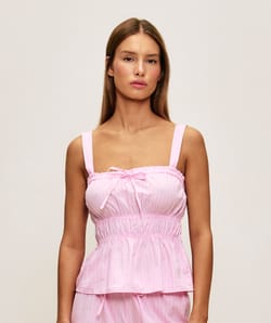 Striped cotton poplin tank top;