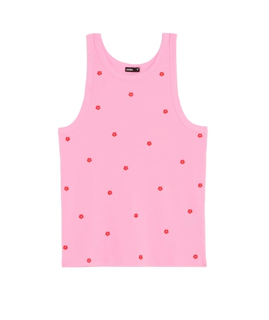 Top en jersey avec broderies;
