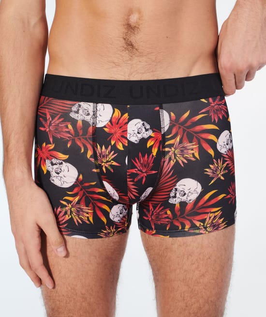 Boxershort met doodshoofdenmotieven van microvezel;