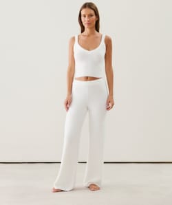 Fluffy knit trousers;