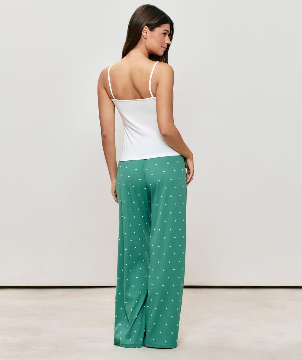 Heart print jersey trousers;