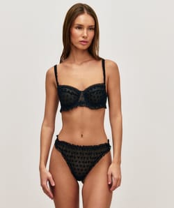 Balconette bra in heart mesh;