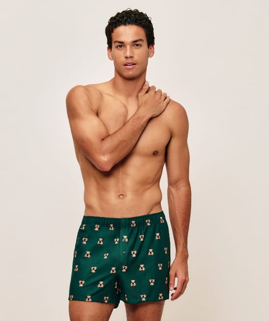 Bear printed cotton boxer;