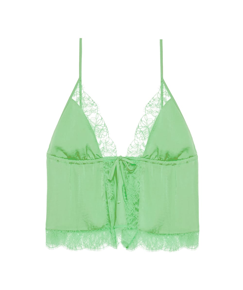 Top en satin et dentelle;