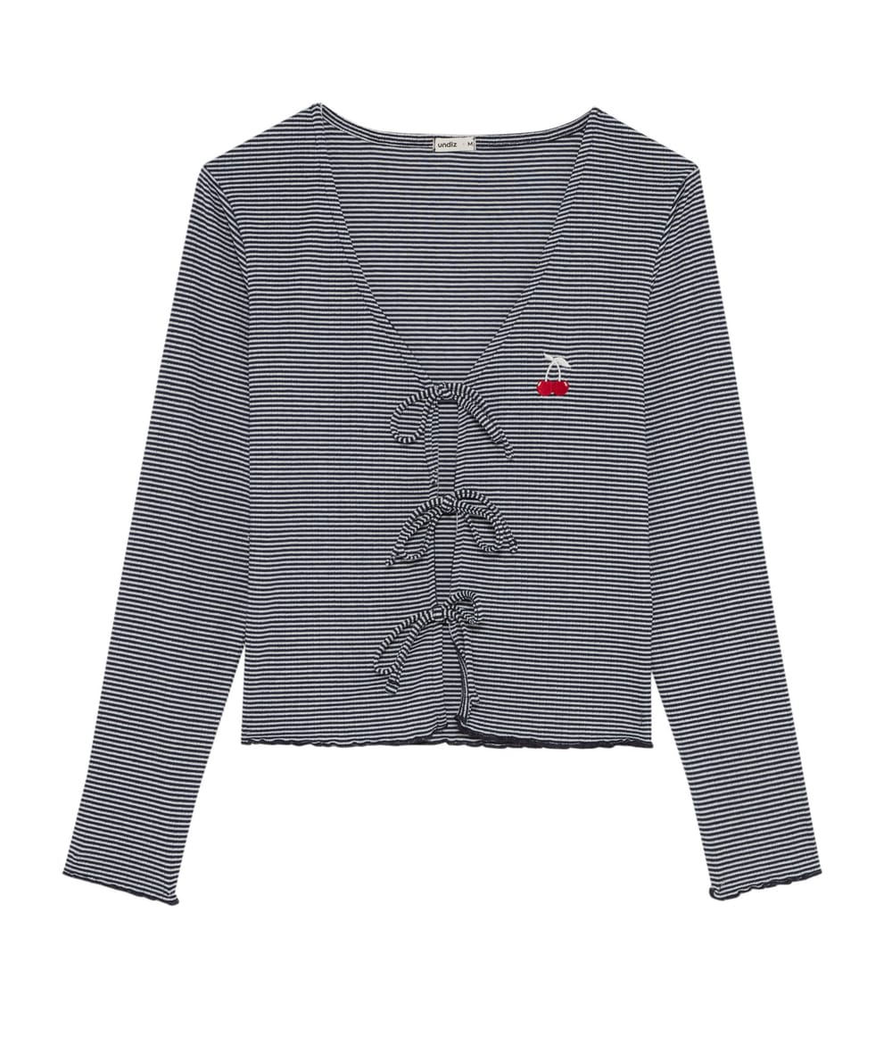 Striped pointelle T-shirt;