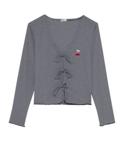Striped pointelle T-shirt;