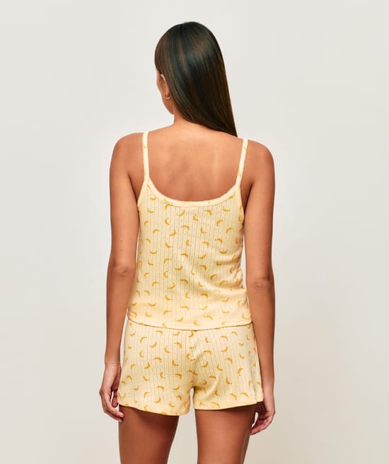 Short en pointelle imprim&eacute; bananes;