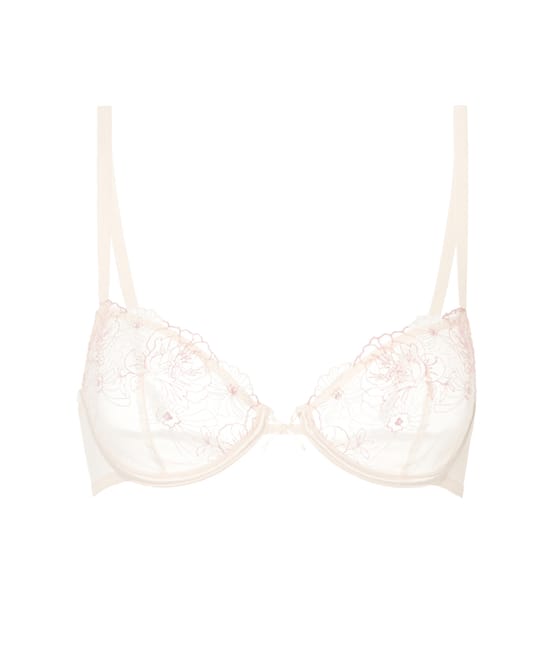 Balconette bra in lace and embroidery;