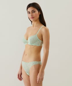 Lace balconette bra;