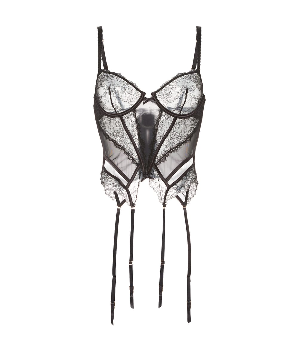 Underwired bustier in lace;