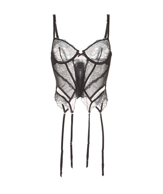 Underwired bustier in lace;