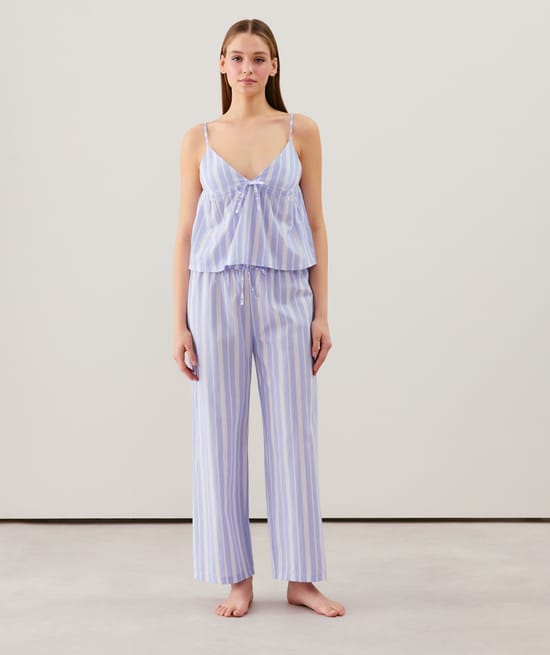 Top en coton &agrave; rayures;