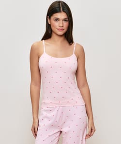 Heart print jersey cami top;