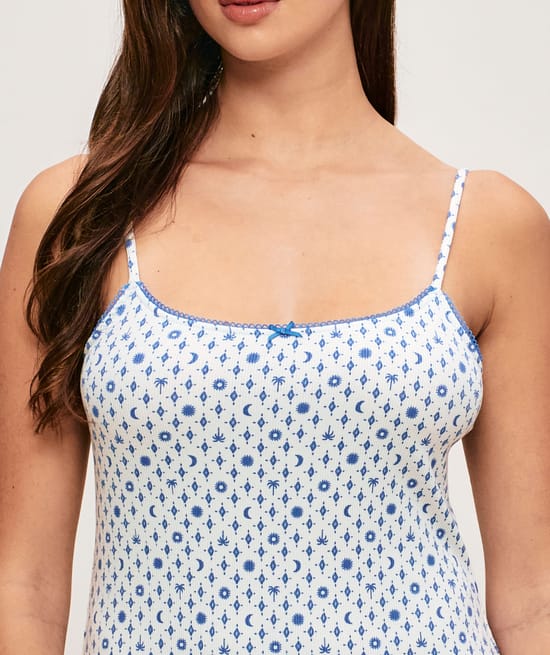 Summer pattern ribbed jersey nightie;