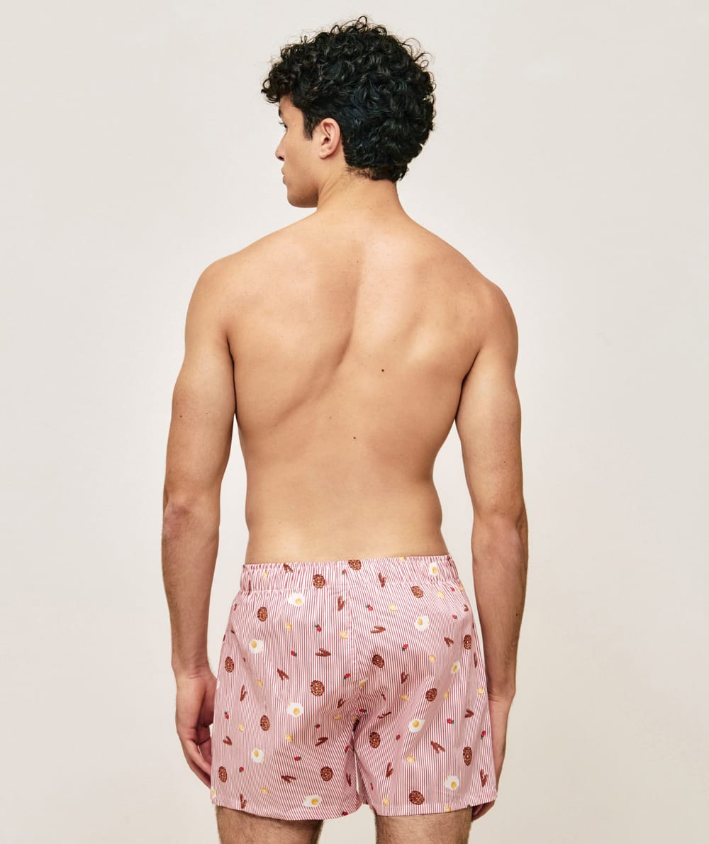 Cotton boxer shorts with foodie patterns;