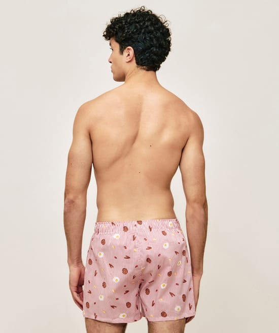 Cotton boxer shorts with foodie patterns;