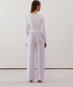 Straight-leg trousers in blue striped viscose;