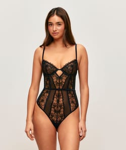 Balconette bodysuit with embroidery;