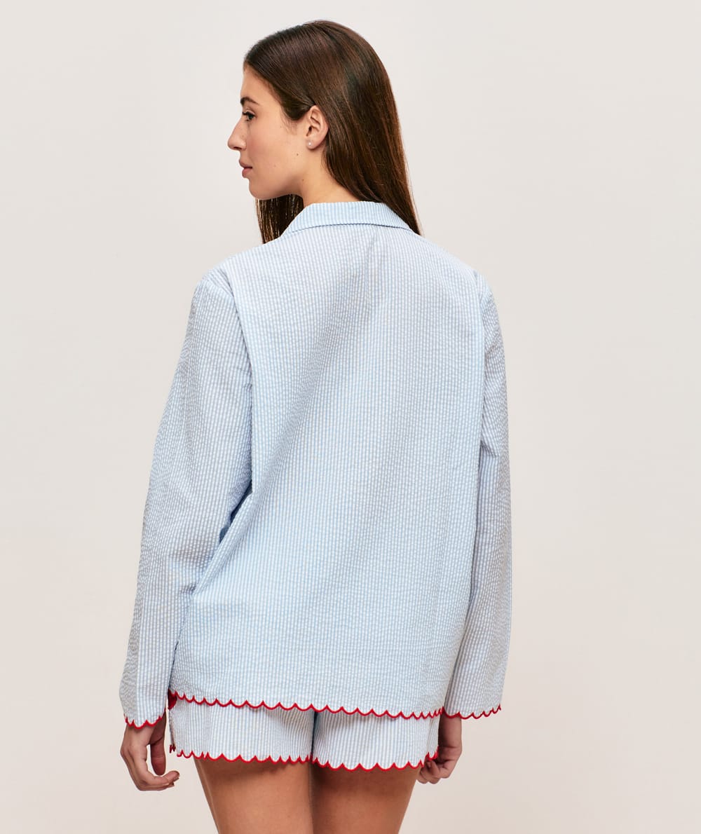 Chemise en coton &agrave; rayures motifs bouches;