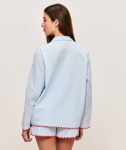 Chemise en coton &agrave; rayures motifs bouches;