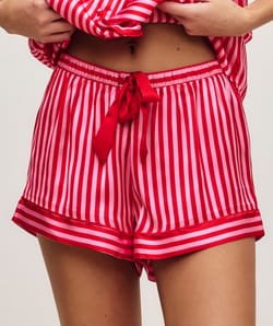Striped satin shorts;