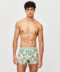 Cotton boxer shorts with floral pattern;