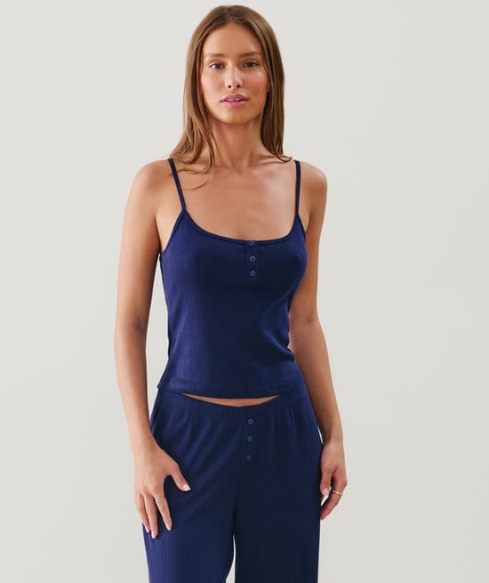 Geribde tanktop;