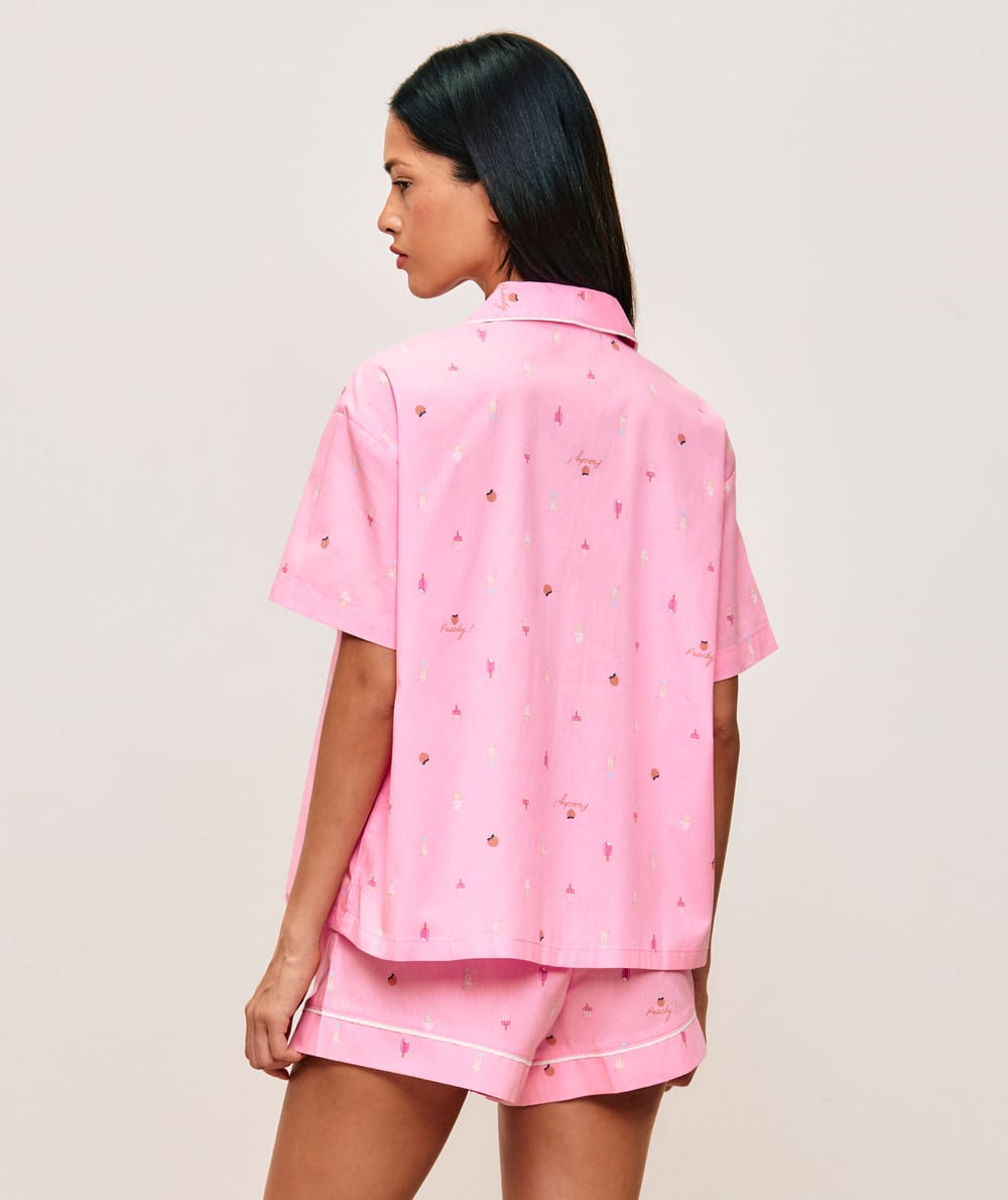 Short-sleeved shirt with ice cream print;