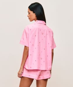 Short-sleeved shirt with ice cream print;