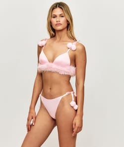 Soutien-gorge triangle satin avec pompon;