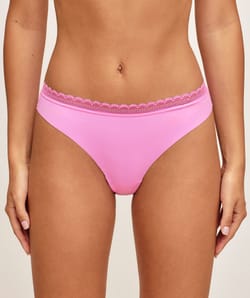 Microfiber and lace thong;